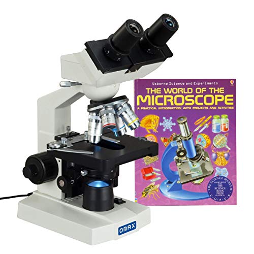 OMAX 40X-2500X LED Binocular Compound Lab Microscope for Students w/The World of The Microscope Book