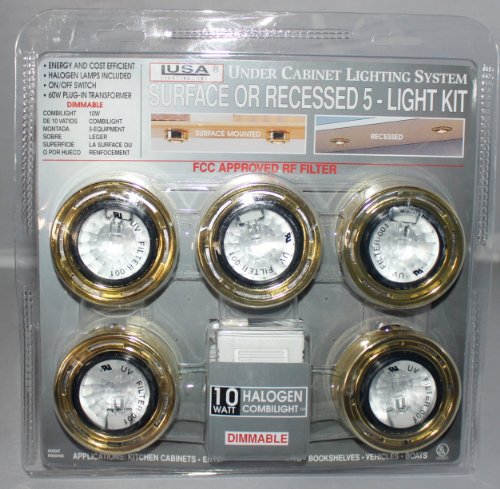 Under Cabinet Lighting System Recessed 5-light Kit Brass