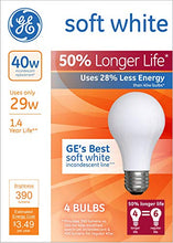 Load image into Gallery viewer, GE Halogen Light Bulbs, A19 Light Bulbs, 29-Watt, 390 Lumen, Medium Base, Soft White, 4-Pack, General Purpose White Light Bulbs, Replacement for 40-Watt Light Bulbs
