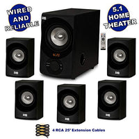 Acoustic Audio AA5171 Home Theater 5.1 Bluetooth Speaker System with FM and 4 Extension Cables