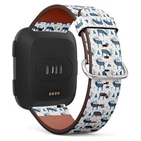 Replacement Leather Strap Printing Wristbands Compatible with Fitbit Versa - Watercolor Reindeer and Compatible with Fitbitest House Scandinavian Elements
