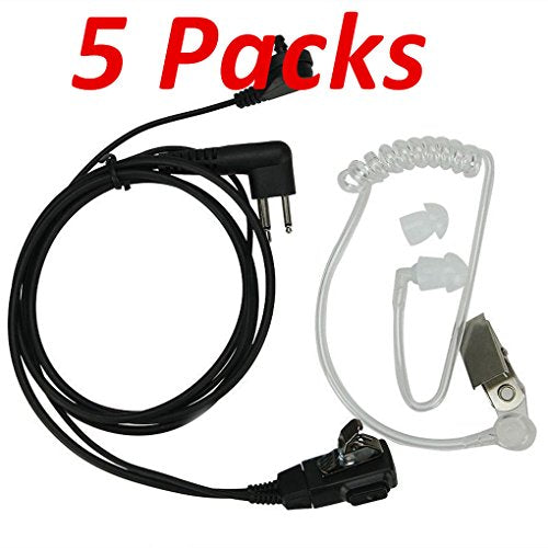 5Pack 2-Pin Earpiece Headset Covert Acoustic Tube Earpiece Headset Compatible for Motorola Radio CLS1110 CLS 1110 CLS1410 CLS 1410 Ct150 Ct250 Ct450 Ct450Ls GP68 GP88 GP2000 GP3188 CP040 A8 (5 Packs)