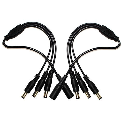 2Pack 1 to 3 Way DC Power Splitter Cable Barrel Plug 5.52.1mm for CCTV Cameras LED Light Strip and more