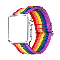 Bandmax Compatible Rainbow Apple Watch Bands LGBT, Comfortable&Durable Sport Straps Nylon Replacement Wristband Accessories with Metal Buckle Compatible iwatch Series 4/3/2/1 38MM 40MM
