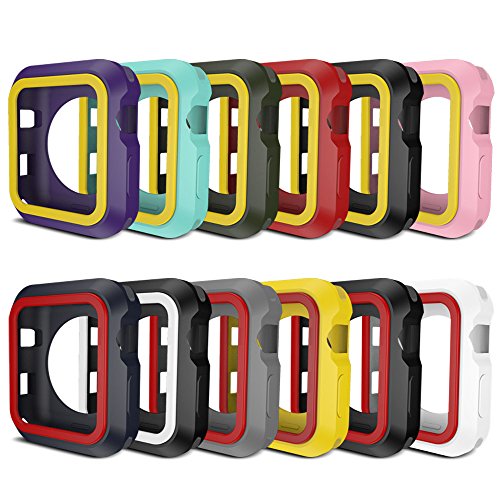 AWINNER Colorful Case for Apple Watch,Shock-Proof and Shatter-Resistant Protective iwatch Silicone Case for Apple Watch Series 3,Series 2,Series 1, Nike+,Sport,Edition (12-Colour, 42mm)