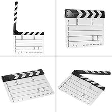 Load image into Gallery viewer, Professional Studio Camera Photography Video Acrylic Clapboard Dry Erase Director Film Movie Clapper Board Slate with White/Black Sticks(9.6x11.7&quot; /25x30cm), White
