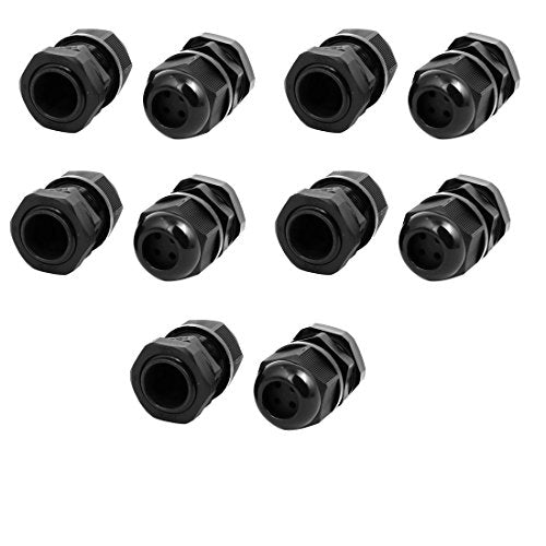 Aexit PG16 2mm Transmission Adjustable 4 Holes Cable Gland Joint Black 10pcs