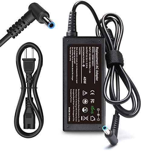 HP 45W 19.5V 2.31A Laptop Charger for HP Notebook 15 Charger 15-ba009dx 15-ba079dx 15-ba113cl 15-bs015dx 15-bs113dx 15-bs115dx 15-bw011dx 15-bw032wm Laptop AC Adapter Power Supply Cord (4.5mm x 3mm)
