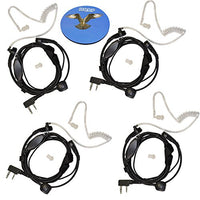 HQRP 4-Pack Acoustic Tube Earpiece PTT Throat Mic Headset for QUANSHENG TG-K4AT / TG-2AT / TG-45AT / TG-42AT / TG-22AT / TG-25AT / TG-UV2 + HQRP Coaster