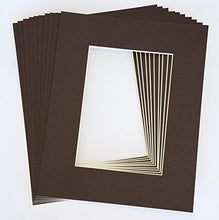 Load image into Gallery viewer, Pack of 25 sets of 8x10 BROWN Picture Mats Mattes Matting for 5x7 Photo + Backing + Bags

