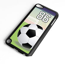 Load image into Gallery viewer, iPod Touch Case Fits 6th Generation or 5th Generation Soccer Ball #6900 Choose Any Player Jersey Number 89 in Black Plastic Customizable by TYD Designs
