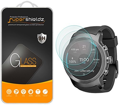(3 Pack) Supershieldz Designed for LG Watch Sport Tempered Glass Screen Protector, 0.33mm, Anti Scratch, Bubble Free
