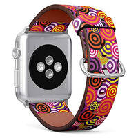 S-Type iWatch Leather Strap Printing Wristbands for Apple Watch 4/3/2/1 Sport Series (38mm) - Abstract Colorful Circle Pattern