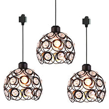 Load image into Gallery viewer, STGLIGHTING 1-Light H-Type Track Light Pendants Crystal Lampshade Black Iron Cage 4.9ft Wire Restaurant Chandelier Pendant Light Bulb Not Included
