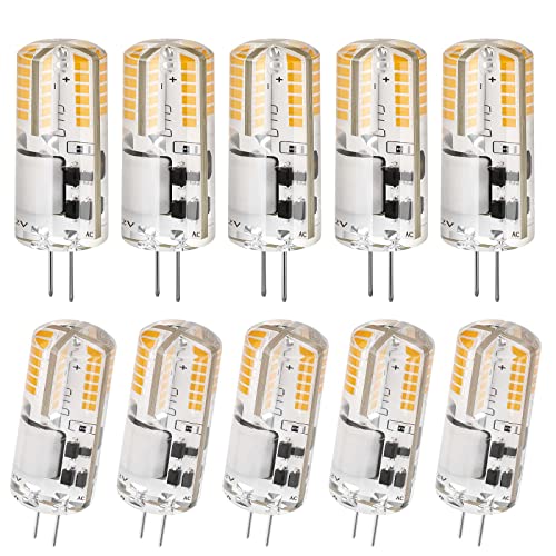 DiCUNO G4 3W Bi-pin LED Bulb, 30W T3 Halogen Bulb Equivalent, AC/DC 12V Warm White 3000K, Non-dimmable LED Light Bulb for Home Landscape of 10 Pcs