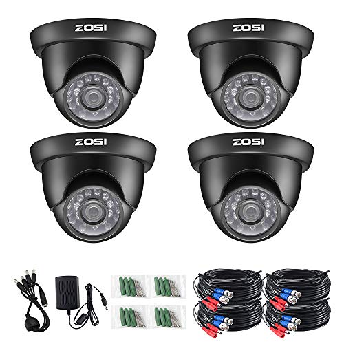 ZOSI 4 Pack 720P HD TVI Security Camera for Surveillance CCTV DVR System with 65ft Night Vision Outdoor Indoor Home Security Cameras Kits