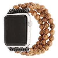 ZXK CO Watch Band for Apple Watch 38mm Handmade Luxury Beaded Jewelry Strap Elastic Strech Replacement Bracelet Band for Apple Watch Series 1 Series 2 Series 3,Sport, Edition (Wooden)
