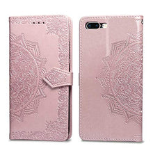 Load image into Gallery viewer, COTDINFORCA iPhone 8 Plus Wallet Case, Slim Premium PU Flip Cover Mandala Embossed Full Body Protection with Card Holder for Apple iPhone 7 Plus/iPhone 8 Plus. SD Mandala - Rose Gold
