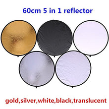 Load image into Gallery viewer, 24&quot; (60cm) 5-in-1 Portable Collapsible Multi-Disc Photography Light Photo Reflector for Studio/Outdoor Lighting with Bag - Translucent, Silver, Gold, White and Black
