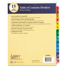 Load image into Gallery viewer, LOP Legacy 12324 - Printable Table of Contents Dividers, White, 15-Tab, 3-Hole, Assorted Tab Colors
