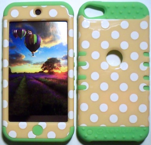 Yellow Dots on Lime Skin Hybrid Apple iPod Touch iTouch 5 5th Generation Rubber Hard Protector Cover