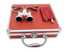 Load image into Gallery viewer, NSKR 3.5X 420mm Working Distance Surgical Binocular Loupes Optical Glass with LED Head Light Lamp + Aluminum Box Red
