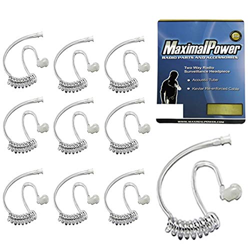 Maximal Power Twist On Replacement Acoustic Tube/Clear Coil For Two Way Radio Headsets (10 Pack)