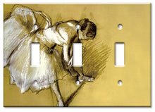 Load image into Gallery viewer, Triple Gang Toggle Wall Plate - Degas: Dancer Adjusting Shoe
