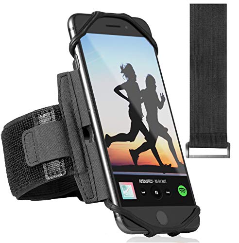 360 Rotatable Premium Sports Running Armband for All Phones: iPhone 13 Pro Max, 12, 11, X, XR, 8, Samsung Galaxy S21 S20 S10 S9 Edge, LG, HTC, Pixel; Universal Cellphone Holder + Free Extender Strap