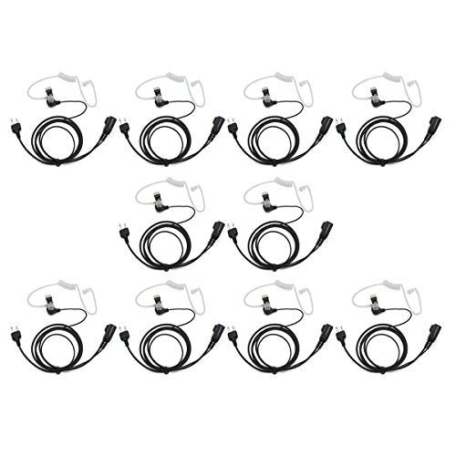 GoodQbuy 10Pcs Covert Acoustic Tube Earpiece Headset with PTT is Compatible with Midland/Alan Radio GXT250 GXT1000VP4 GXT1050VP4 LXT112 LXT380 LXT118 XT511 2-pin