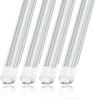 JESLED 8FT LED Bulbs Light - 72W 5000K Daylight, Clear Cover, R17D/HO Base, 7200LM, 110W Equivalent Fluorescent Tubes F96T12/DW/HO, Rotate V Shaped, Dual-Ended Powered, Ballast Bypass, Pack of 4