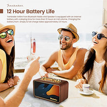Load image into Gallery viewer, Yogyro Retro Bluetooth Speaker with Radio, Trenbader.com Portable Speaker for iPhone Home Office. Small Vintage Radio for Father Elder Old People, Rechargeable 2500mAh, Wooden, Mic
