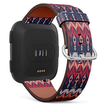 Load image into Gallery viewer, Replacement Leather Strap Printing Wristbands Compatible with Fitbit Versa - Geometric Ethnic Oriental Ikat Seamless Pattern Traditional Design
