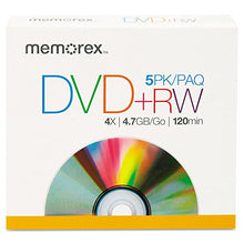 Load image into Gallery viewer, Memorex Products - DVD+RW, w/ Jewel Case, 4.7GB 5/PK
