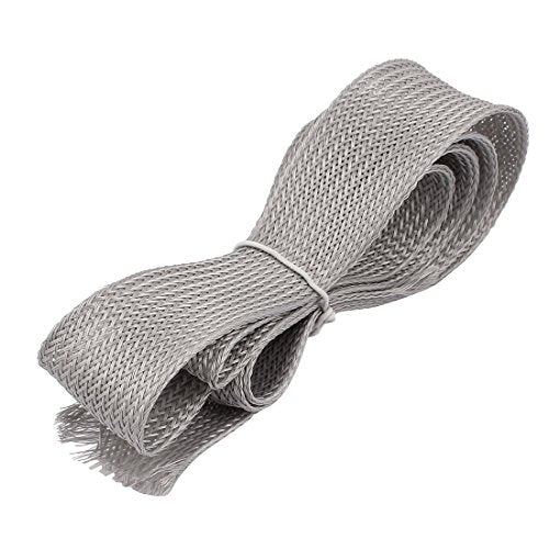 Aexit 30mm Dia Testers Tight Braided PET Expandable Sleeving Cable Wire Wrap Sheath Multi Testers Gray 1M