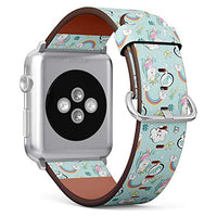 Compatible with Small Apple Watch 38mm, 40mm, 41mm (All Series) Leather Watch Wrist Band Strap Bracelet with Adapters (Beautiful Unicorns Pop Art On)