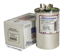 Load image into Gallery viewer, Carrier / Bryant / Payne P291-5073RS - 50 + 7.5 uf MFD 370 / 440 Volt VAC AmRad Round Dual Run Capacitor , Made in the U.S.A.
