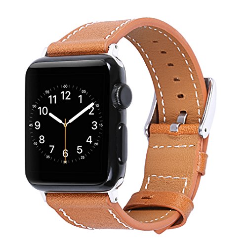 Leather Bands for Apple Watch 38mm, Originality Club iWatch Wrist Band Leather Replacement Straps Bracelet with Metal Clasp for Apple Watch Series 3 2 1 38mm
