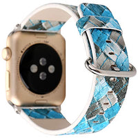 Compatible with Apple Watch Band 38mm 40mm, [Coloured Lattice Woven Pattern] Soft Leather Watch Strap Replacement Wristband Bracelet for Apple Watch Series 5 4 (40mm) Series 3 2 1 (38mm)