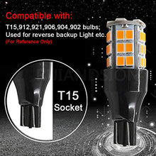 Load image into Gallery viewer, Ruiandsion 2pcs T15 912 921 W16W Super Bright LED Bulbs Yellow AC 12-24V 2835 36SMD for Backup Reverse Light,Non-Polarity
