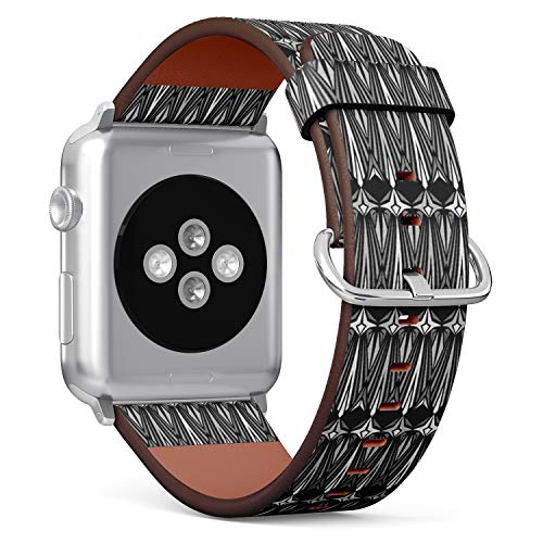 Compatible with Small Apple Watch 38mm, 40mm, 41mm (All Series) Leather Watch Wrist Band Strap Bracelet with Adapters (American Indian Navajo Arts Inspired)