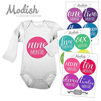 Modish - Creative Collective 12 Monthly Baby Stickers, Rainbow, Baby Month Stickers Girl, Baby Book Keepsake