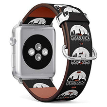 Load image into Gallery viewer, S-Type iWatch Leather Strap Printing Wristbands for Apple Watch 4/3/2/1 Sport Series (42mm) - Casablanca Full Moon Night Skyline Silhouette Design City
