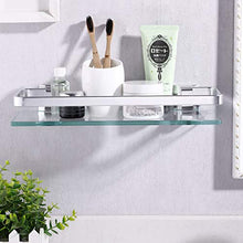 Load image into Gallery viewer, KES Aluminum Bathroom Glass Shelf Tempered Glass Rectangular 1 Tier Extra Thick Silver Sand Sprayed Wall Mounted, A4126A
