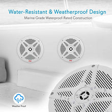Load image into Gallery viewer, 6.5 Inch Bluetooth Marine Speakers - 2-way IP-X4 Waterproof and Weather Resistant Outdoor Audio Dual Stereo Sound System with 600 Watt Power and Low Profile Design - 1 Pair - Pyle PLMRBT65W (White)
