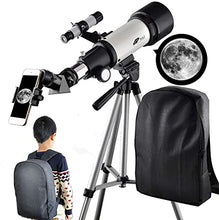 Load image into Gallery viewer, Telescopes for Adults 70mm Aperture 400mm AZ Mount, Astronomical Refractor Portable Telescope for Kids and Beginners with Backpack to Travel and View Moon
