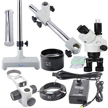 Load image into Gallery viewer, KOPPACE Trinocular Stereo Zoom Microscope,7-45X Magnification,Mobile Phone Repair Microscope,144 LED Ring Light
