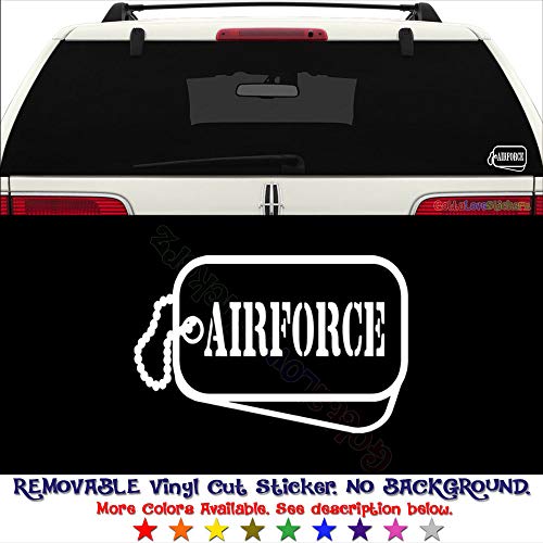 GottaLoveStickerz Air Force Military Tags Removable Vinyl Decal Sticker for Laptop Tablet Helmet Windows Wall Decor Car Truck Motorcycle - Size (07 Inch / 18 cm Wide) - Color (Matte White)