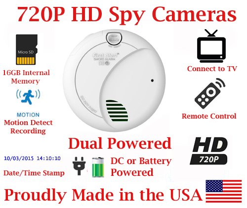 SecureGuard HD 720p Home & Office Smoke Detector Sensor Residential Spy Camera Covert Hidden Nanny Camera Spy Gadget (New Cost Efficient Line)