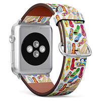 Q-Beans Watchband, Compatible with Small Apple Watch 38mm / 40mm - Replacement Leather Band Bracelet Strap Wristband Accessory // Colorful Flip Flops Pattern